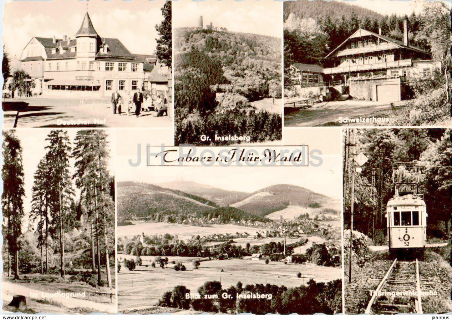 Tabarz i Thur Wald - Deutscher Hof - Gr Inselsberg - Thuringerwaldbahn - tram - old postcard - 1964 - Germany DDR - used - JH Postcards