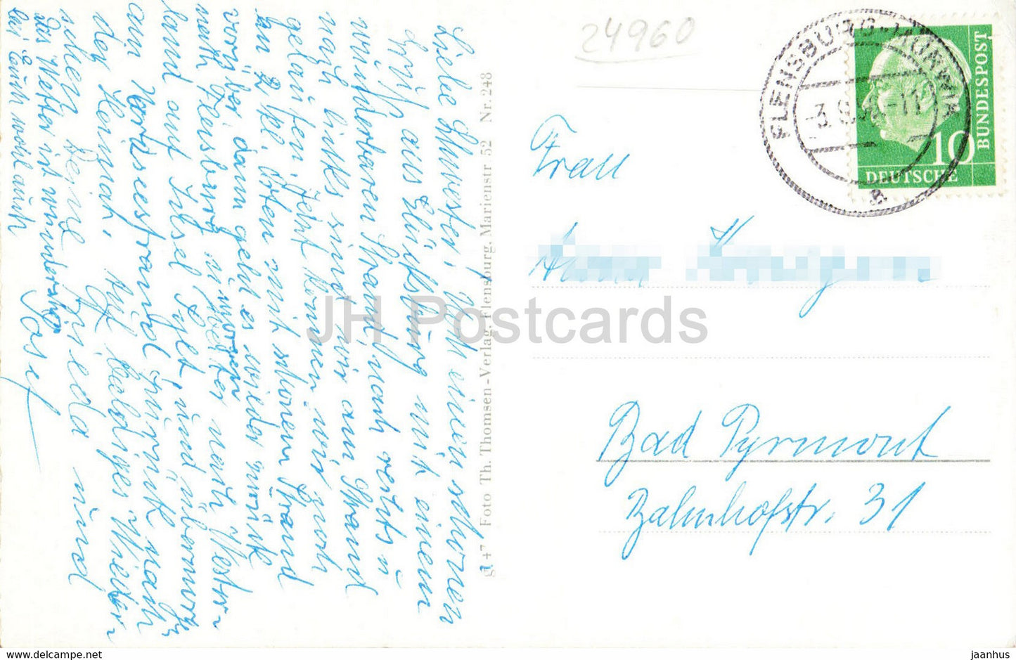 Schloss Glucksburg - château - cygne - oiseaux - carte postale ancienne - 1956 - Allemagne - utilisé