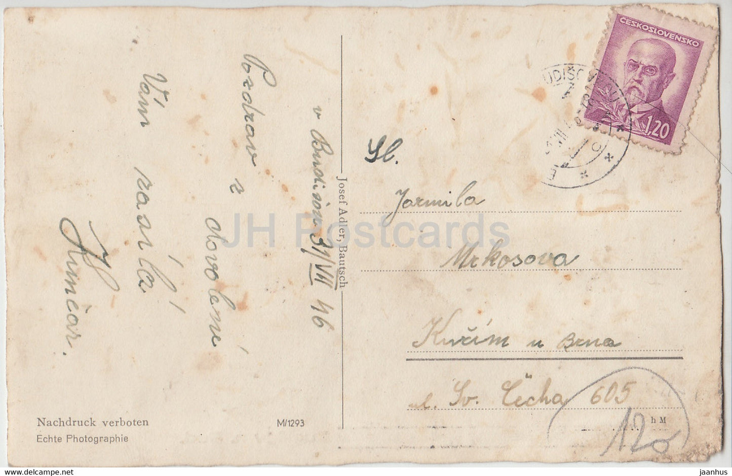 Budisov n Bud - Budisov nad Budisovkou - old postcard - 1946 - Czech Republic - Czechoslovakia - used