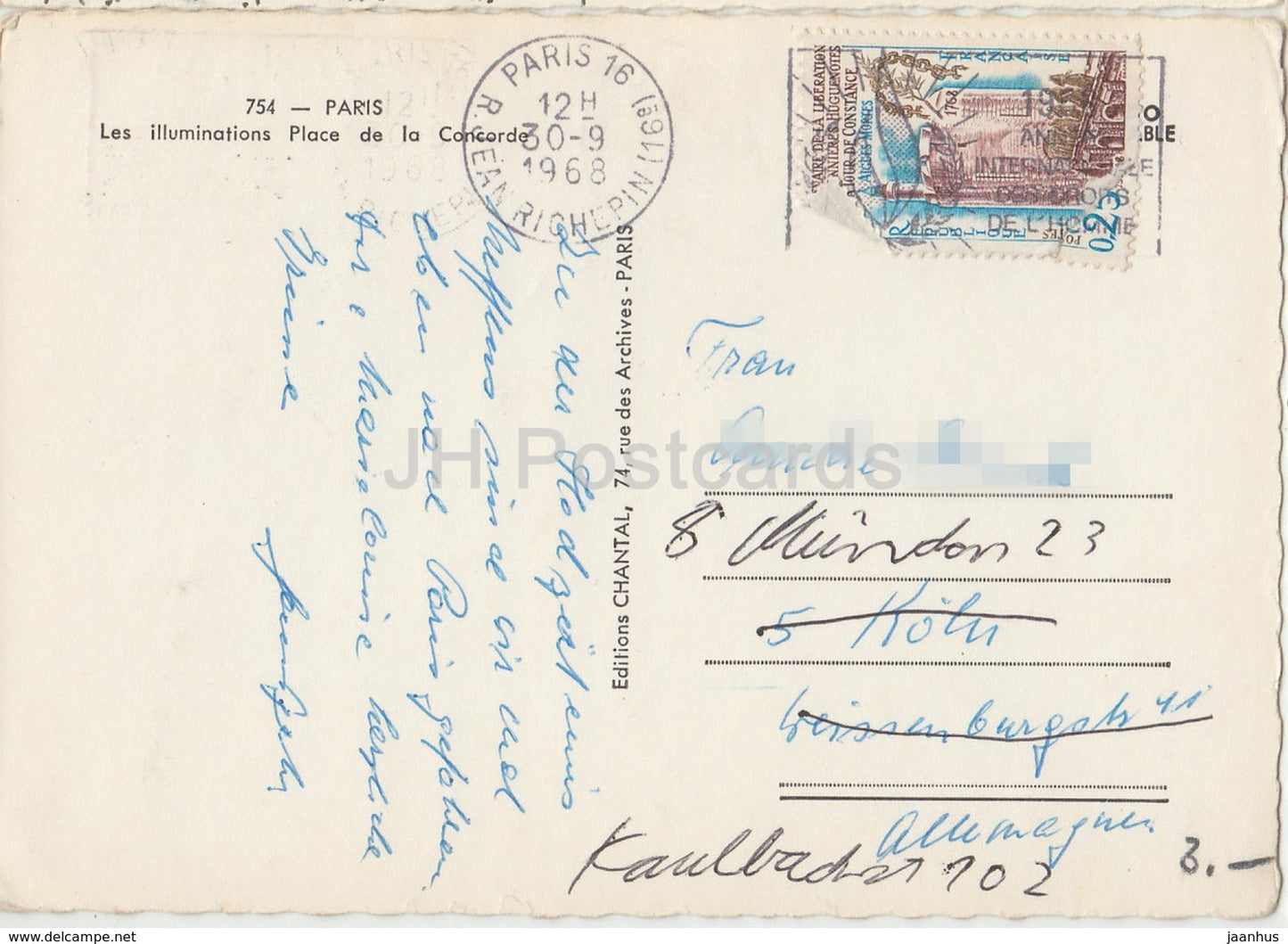 Paris - Les illuminations Place de la Concorde - 754 - France - 1968 - used