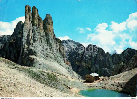 Dolomiti - Gruppo del Catinaccio - Torri del Vaiolet - Rifugio Re Alberto - 1968 - Italy - used - JH Postcards