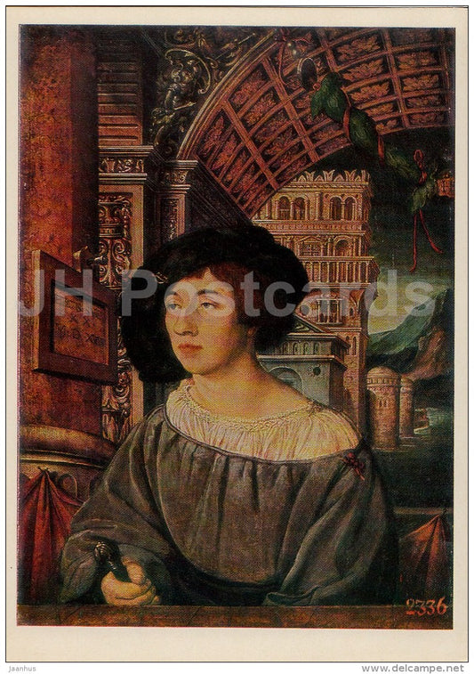 painting  by Ambrosius Holbein - Portrait of a Young Man - headdress - German art - 1969 - Russia USSR - unused - JH Postcards