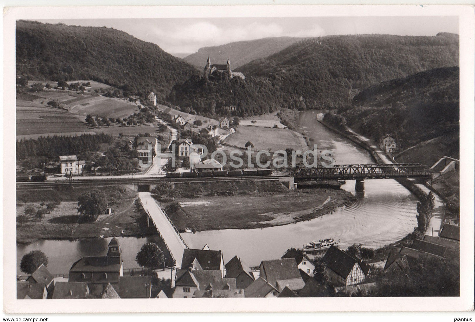 Kloster Arnstein bei Oberhof an der Lahn - railway - train - 1952 - Germany - unused - JH Postcards