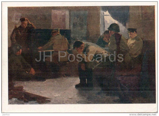 painting by N. Baskakov - Music - piano - russian soldiers - russian art - unused - JH Postcards