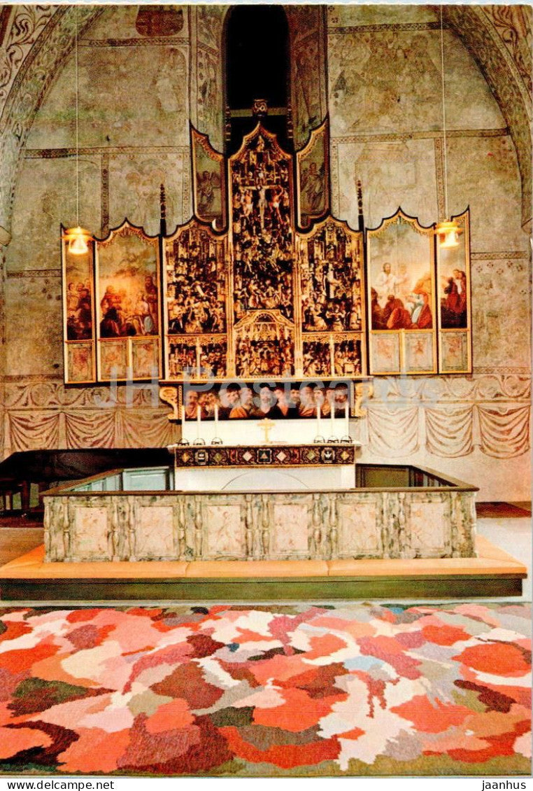 Nederlulea Kyrkas kor med kormatta fran Gammelstads Handvaveri Nederlulea Church choir  church - 9/47 - Sweden – unused – JH Postcards