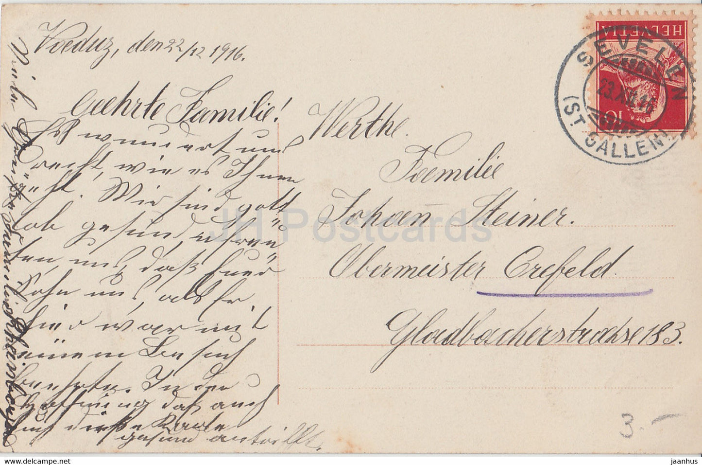 New Year Greeting Card - Herzinnigen Gluckwinsche zum neuen Jahre - EAS 649/1 - old postcard - 1916 - Germany - used