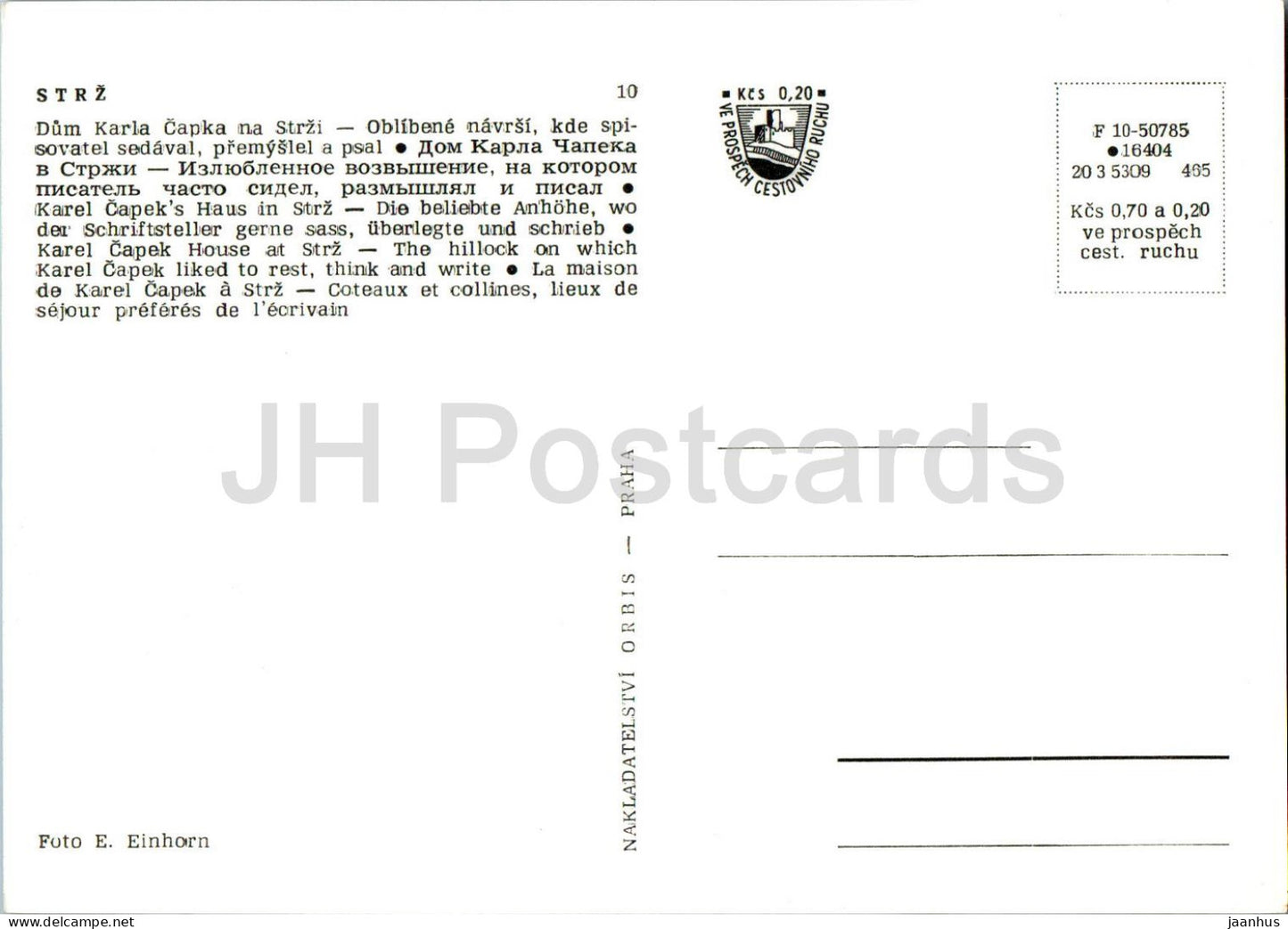 Strz - Haus des tschechischen Schriftstellers Karel Capek - Der Hügel - Museum - Tschechische Republik - Tschechoslowakei - unbenutzt