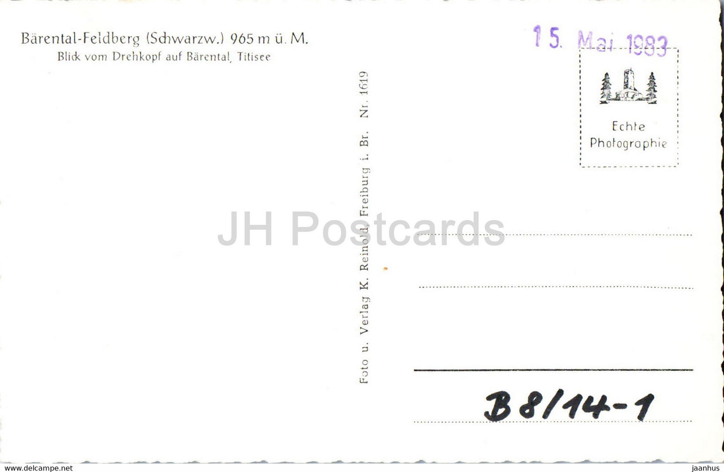 Barental Feldberg 965 m - Blick vom Drehkopf auf Barental - Titisee - carte postale ancienne - Allemagne - inutilisée