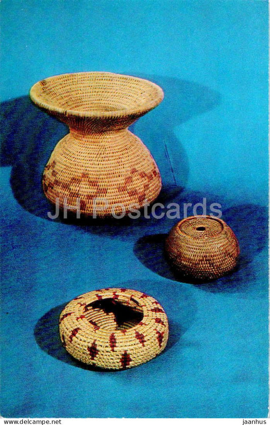 Sabad - work baskets - folk art - Tajik art - Tajikistan art - 1977 - Russia USSR - unused - JH Postcards