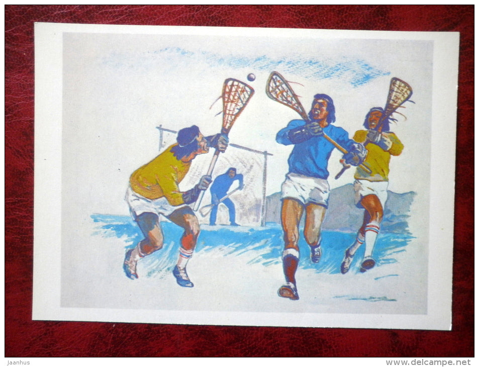 Lacrosse - Illustration by P. Pavlinov - Native America - games - 1981 - Russia USSR - unused - JH Postcards