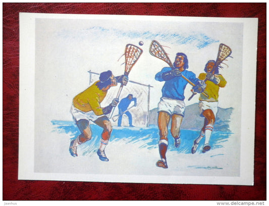 Lacrosse - Illustration by P. Pavlinov - Native America - games - 1981 - Russia USSR - unused - JH Postcards