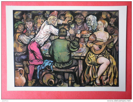 Ulenspiegel - mandoline - The Legend of Thyl Ulenspiegel and Lamme Goedzak by de Coster - 1975 - Russia USSR - unused - JH Postcards