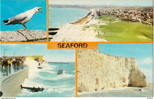 Seaford - Rough Seas - View from the Cliffs - Splash Point - Multiview  PLX3664 - 1985 - United Kingdom - England - used - JH Postcards