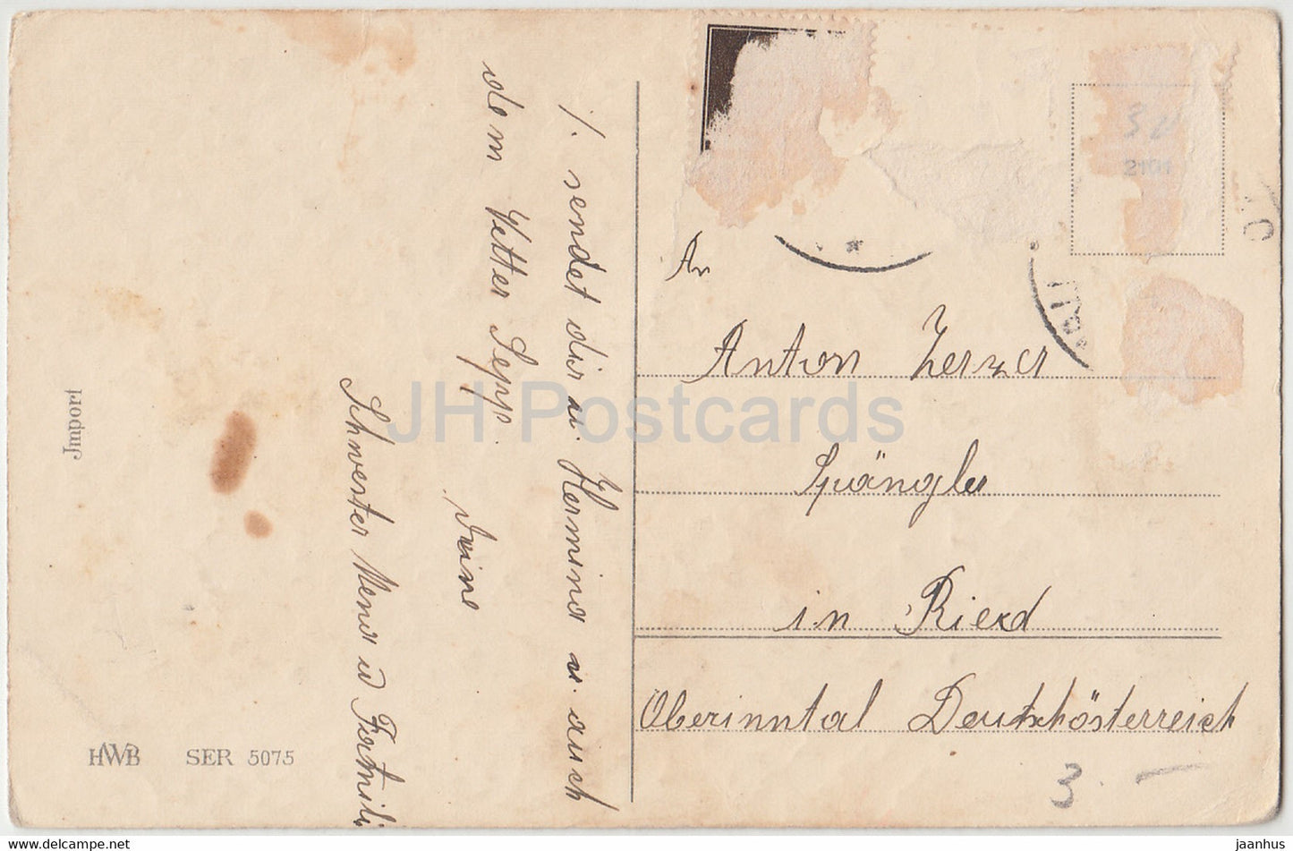 New Year Greeting Card - Die besten Gluckwunsche zum Neuen Jahre - clock - HWB SER 5075 - old postcard - Germany - used