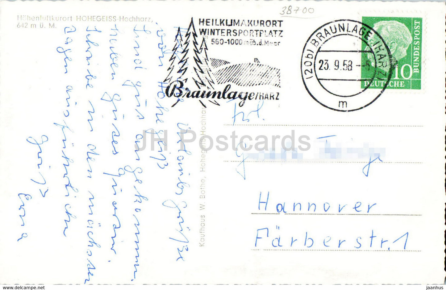 Hohegeiss Hochharz 642 m - old postcard - 1958 - Germany - used