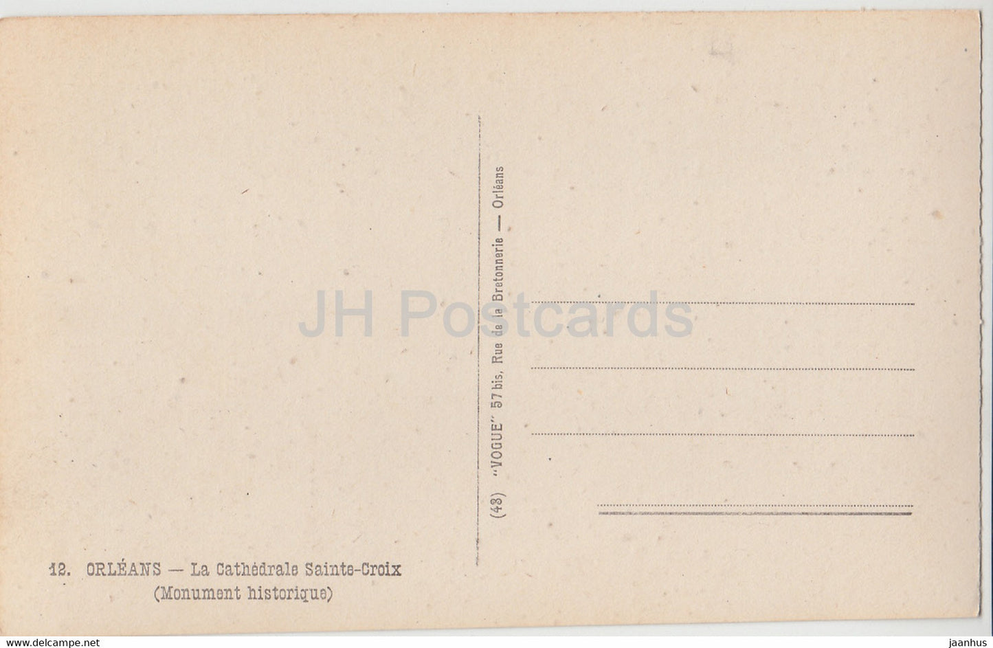 Orleans - La Cathedrale Sainte Croix - monument historique - cathedral - 12 - old postcard - France - unused