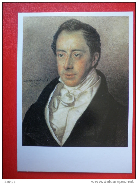 painting by O. Esterreich , portrait of N. Turgenyev - Pushkin and his contemporaries - russian art - unused - JH Postcards