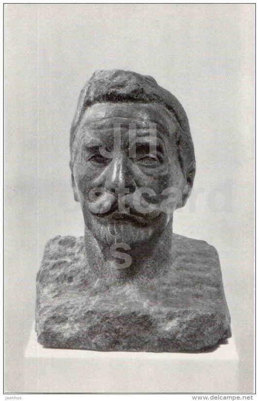 sculpture by Jaan Koort - Portrait of a Estonian Writer A. Kitzberg , 1924 - estonian art - unused - JH Postcards