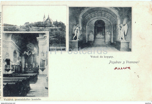 Pozdrav z Vranova - Vranov - Vchod do krypty - old postcard - Czech Republic - unused - JH Postcards