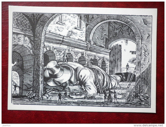 house - Gulliver's Travels by Jonathan Swift - book - engravings by S. Harlamov - Russia USSR - 1976 - unused - JH Postcards