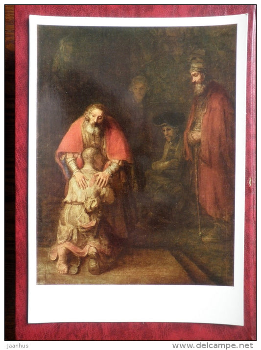 Painting by Rembrandt - The Return of the Prodigal Son , 1663 - maxi card - dutch art - 1973 - unused - JH Postcards
