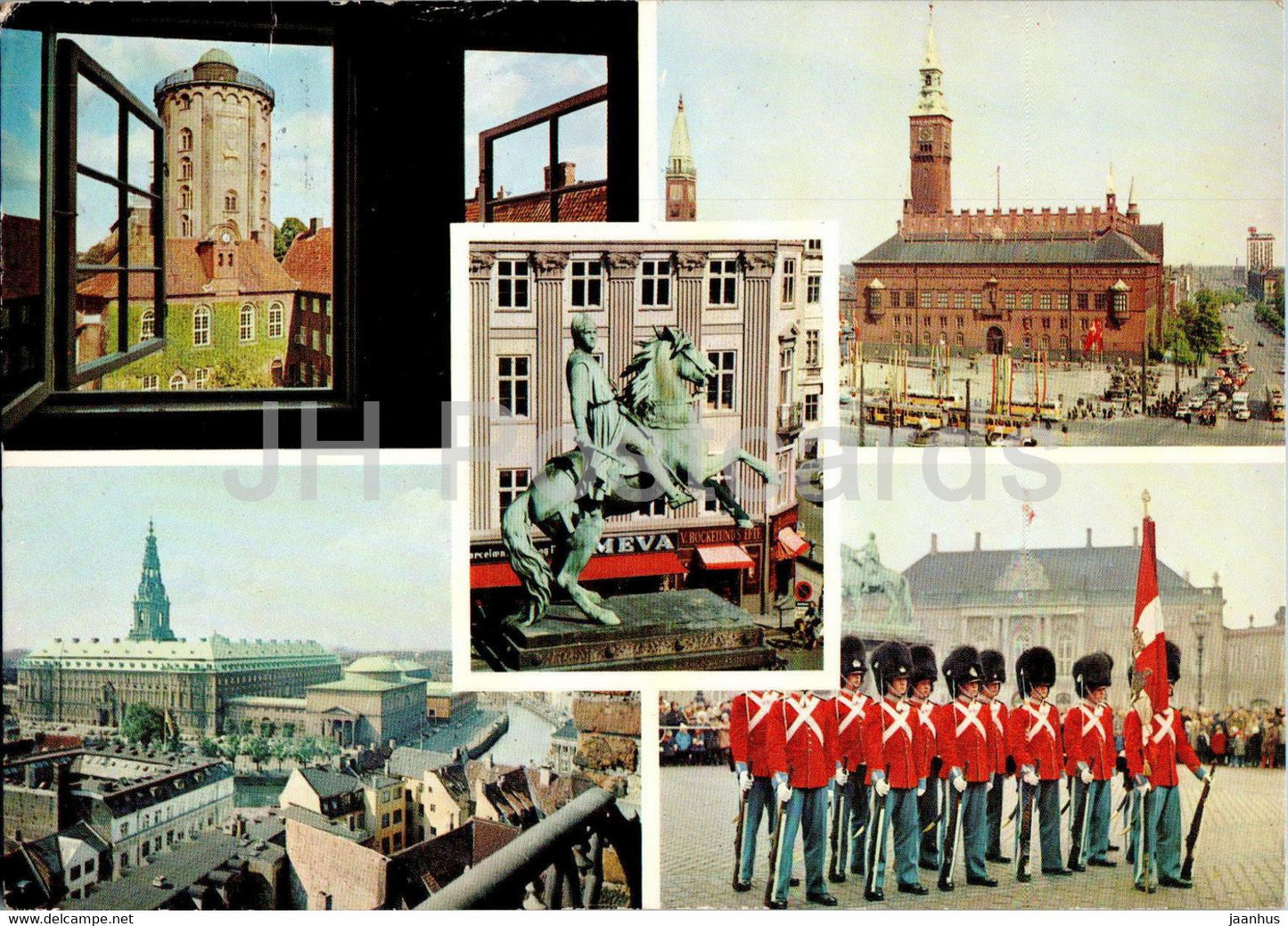Copenhagen - Kopenhagen - Round Tower - The Town Hall - Christiansborg - The Royal Guard - T 42 - Denmark - used - JH Postcards