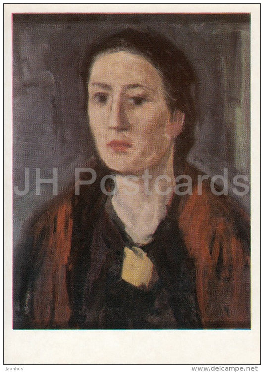 painting by Augustinas Savickas - Portrait of Artist Cerniauskaite , 1959 - Lithuanian art - 1977 - Russia USSR - unused - JH Postcards