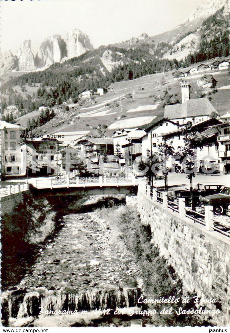 Campitello di Fassa - Campitello - Panorama col gruppo del Sassolungo - 1961 - Italy - used - JH Postcards