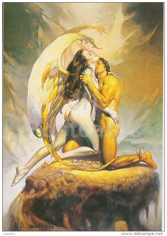 painting by Boris Vallejo - Angel - nude woman - naked - Peruvian art - Russia USSR - unused - JH Postcards