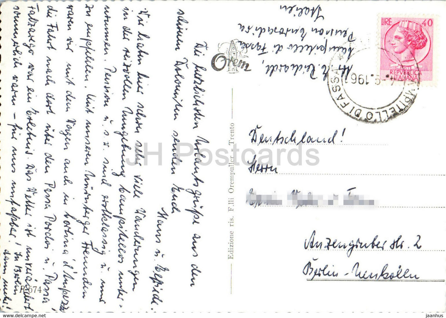 Campitello di Fassa - Campitello - Panorama col gruppo del Sassolungo - 1961 - Italie - occasion