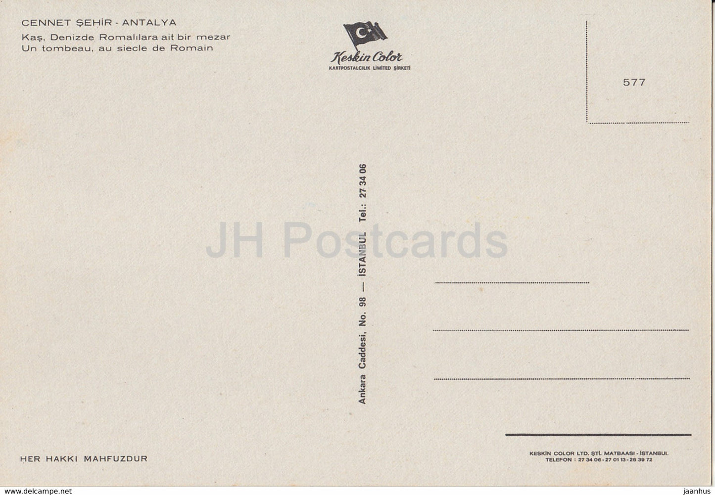 Antalya - A tomb, in the Roman century - Turkey - unused