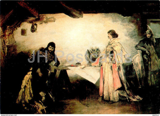 painting by Mikolas Ales - Encounter of George of Podebrady - Czech art - Czech Republic - Czechoslovakia - unused - JH Postcards