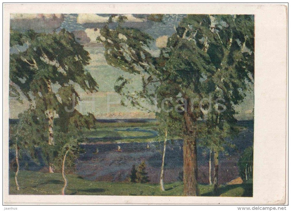 painting by A. Rylov - Green Noise , 1904 - landscape - russian art  - unused - JH Postcards