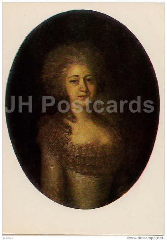 painting by F. Rokotov - Portrait of an Unknown Woman , 1770 - Russian art - 1984 - Russia USSR - unused - JH Postcards