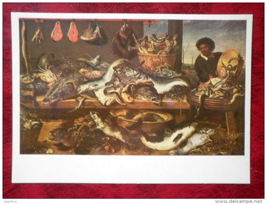 Painting by Frans Snyders - Still Life - Fish Shop - flemish art - unused - JH Postcards