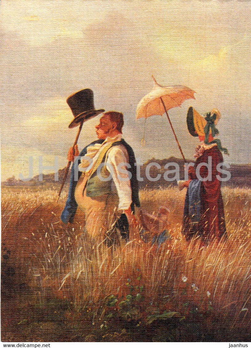 painting by Carl Spitzweg - Sonntagsspaziergang - German art - Germany - unused - JH Postcards