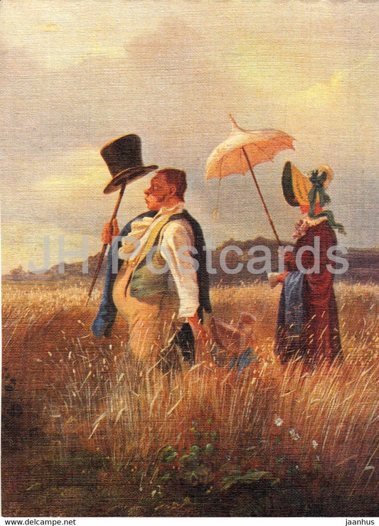 painting by Carl Spitzweg - Sonntagsspaziergang - German art - Germany - unused - JH Postcards