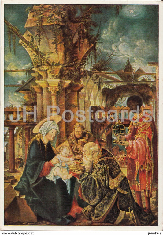 painting by Albrecht Altdorfer - Anbetung - Adoration - 3500 - 1956 - German art - Germany - used - JH Postcards