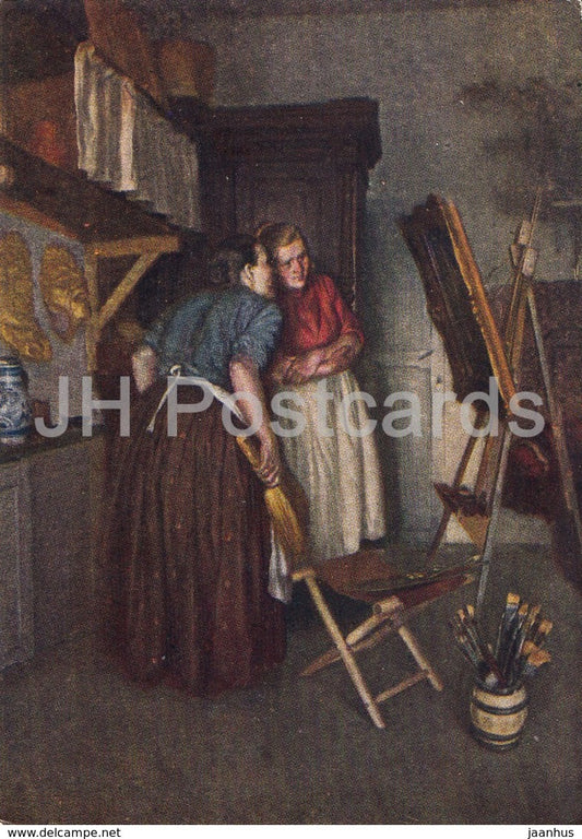 painting by S. Ryangina - In the artist's studio - Russian art - 1957 - Russia USSR - unused - JH Postcards