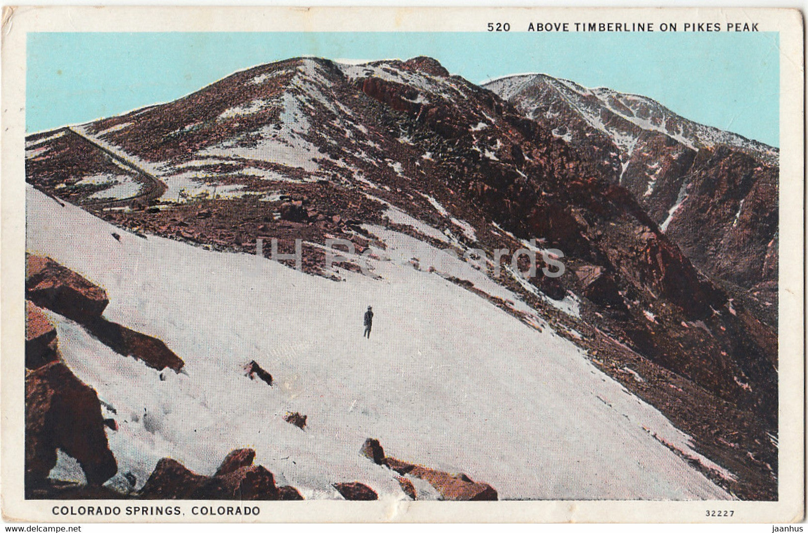 Colorado Springs - Above Timberline on Pikes Peak - 32227 - old postcard - 1932 - United States USA - used - JH Postcards