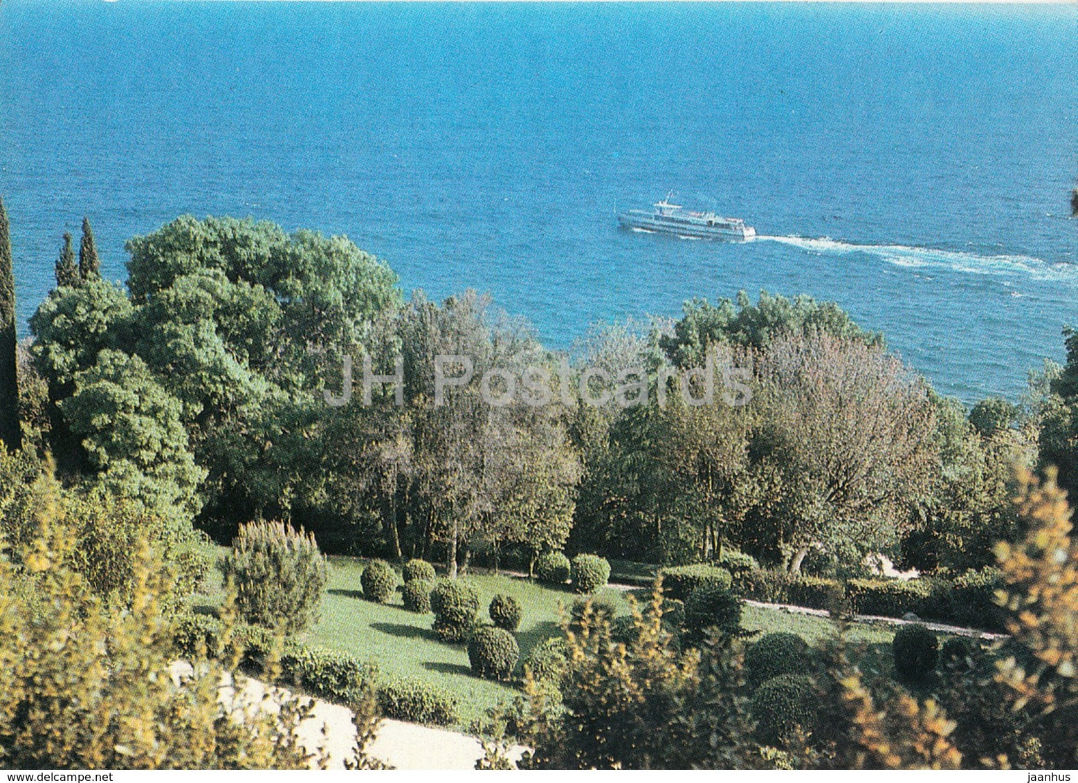 Alupka Palace Museum - View at the sea from Lower Park - Crimea - Ukraine USSR - unused - JH Postcards