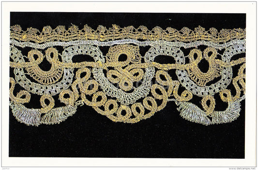 edging in straight bobbin lace - Russian Lace - handicraft - 1983 - Russia USSR - unused - JH Postcards