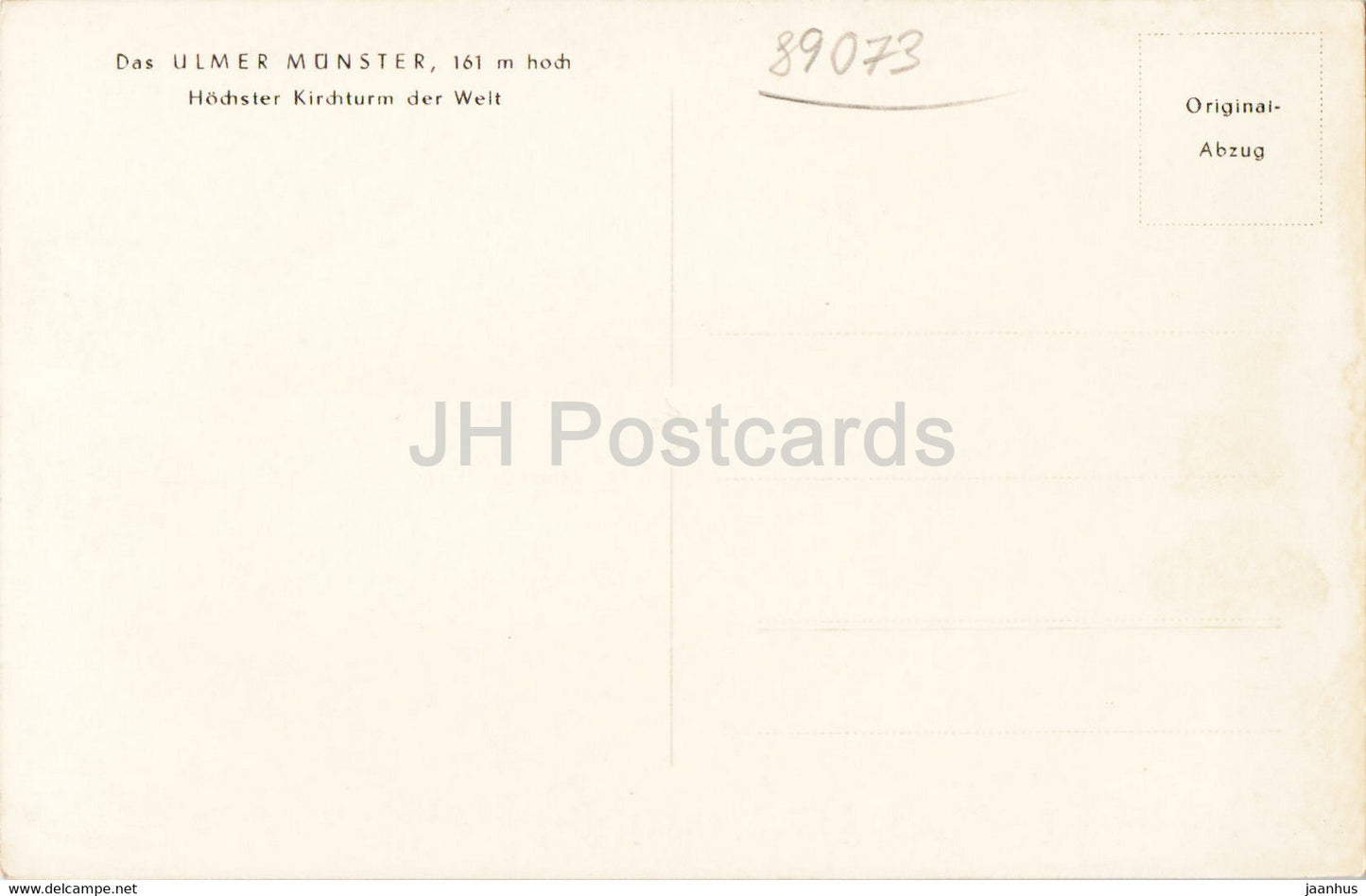 Das Ulmer Munster - cathedral - old postcard - Germany - unused