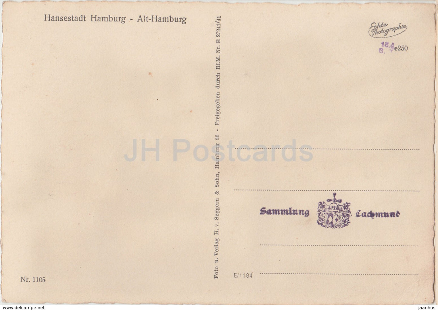 Hansestadt Hamburg - Alt Hamburg - 1105 - old postcard - Germany - unused