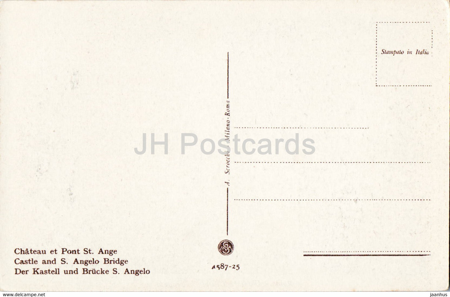 Roma - Rome - Ponte e Castel S Angelo - Castle and S Angelo Bridge - old postcard - Italy - unused