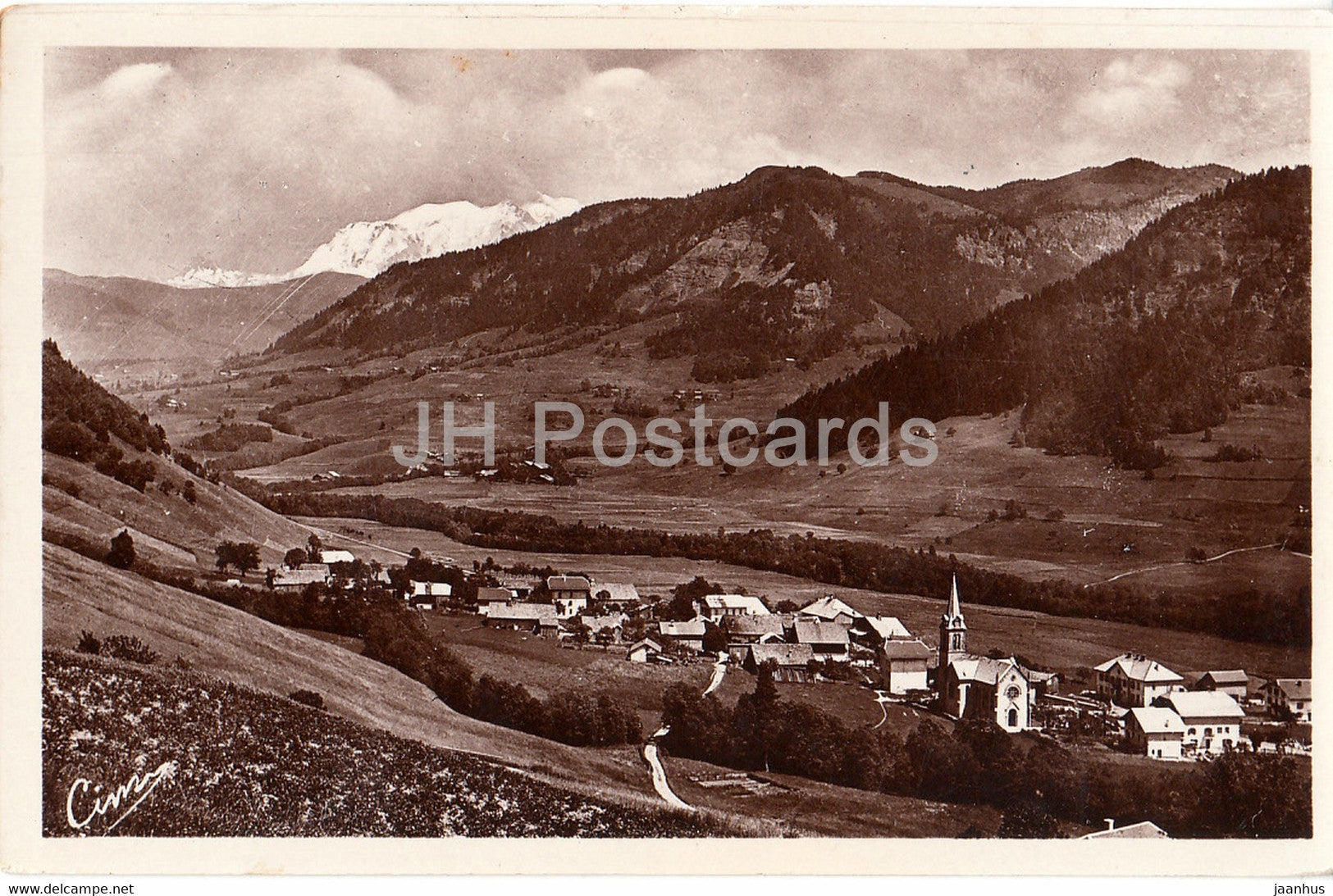 Praz sur Arly - Station Estivale et Sports d'Hiver - Vue Generale - Mont Blanc - old postcard - France - unused - JH Postcards