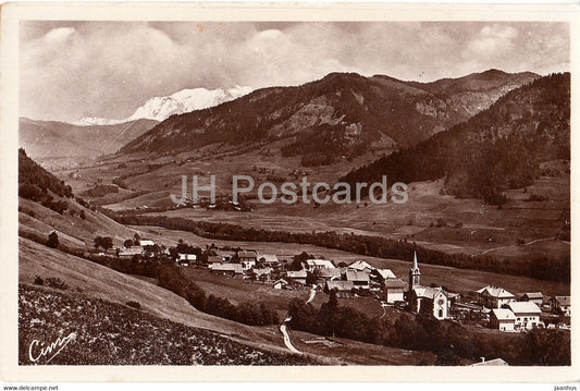 Praz sur Arly - Station Estivale et Sports d'Hiver - Vue Generale - Mont Blanc - old postcard - France - unused - JH Postcards