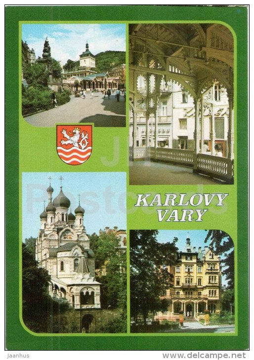 Karlovy Vary - Karlsbad - spa - colonnade - russian church - Czechoslovakia - Czech - unused - JH Postcards