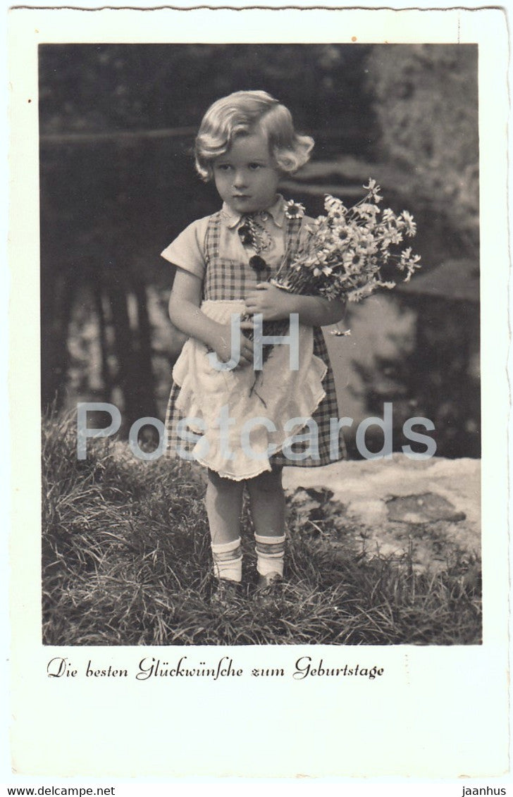 Birthday Greeting Card - Die Besten Gluckwunsche zum Geburtstage - girl - EAS 8098 - old postcard - Germany - used - JH Postcards