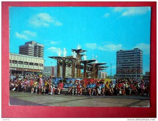 Alexanderplatz - fountain - Tierpark Berlin - Heinrich von Stephan - DDR Germany - used sent from Berlin to Estonia USSR - JH Postcards